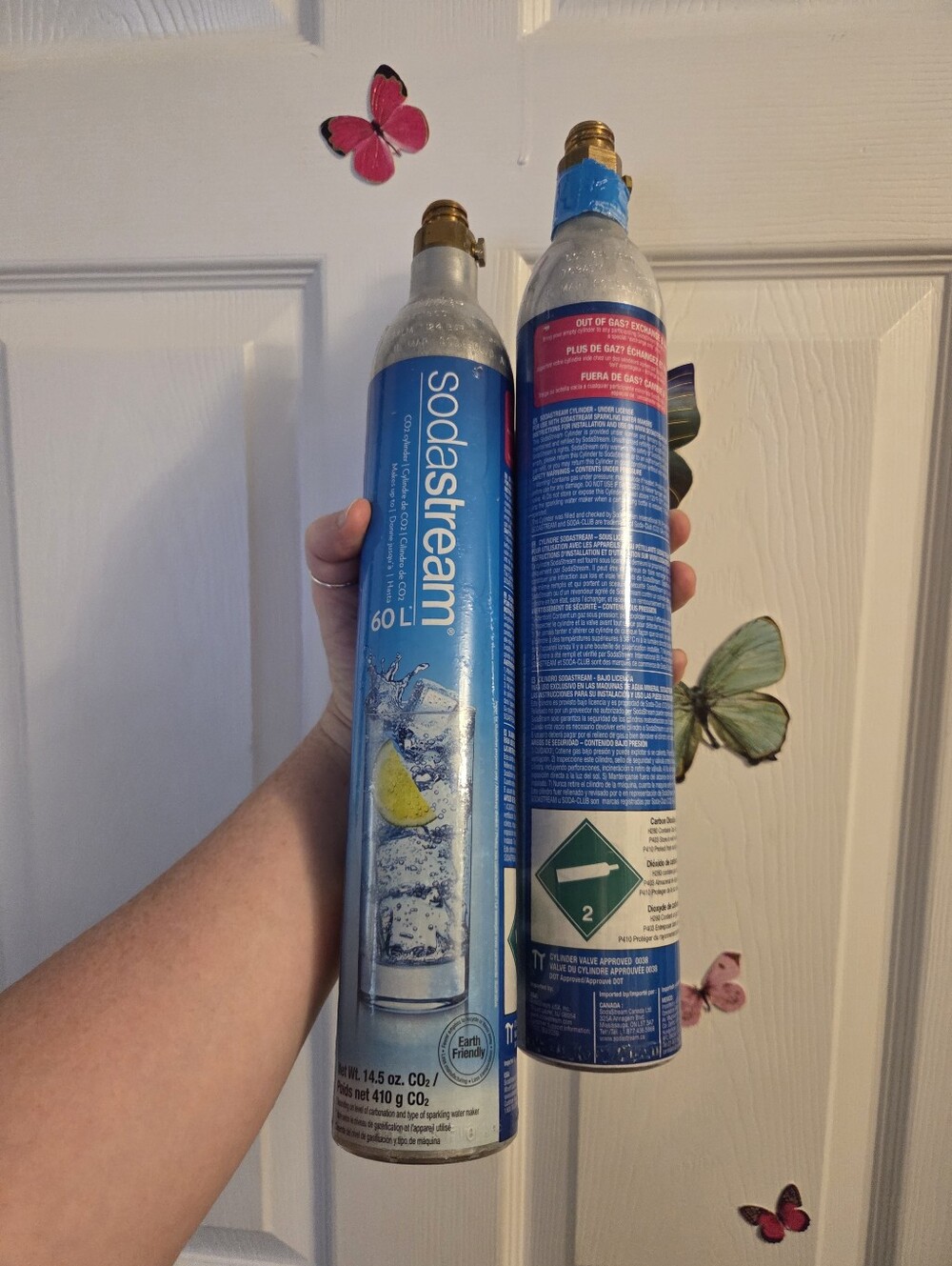 SodaStream 60L CO2 Refillable Cylinder Bottles 2-Pack Blue Aluminum used/empty f